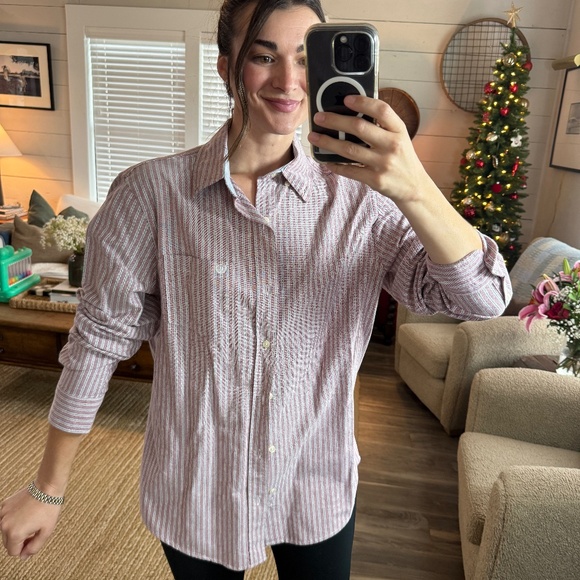 Vintage feel CHAPS Oversized Striped Button Down - Picture 4 of 6